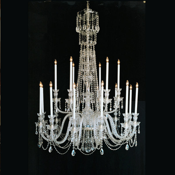 Victorian 18 Arm Glass and Brass Chandelier